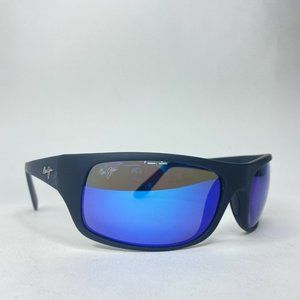 Maui Jim Sunglasses Mens Peahi MJ 202-2M-SGH Wrap Black Polarized Blue 3297c